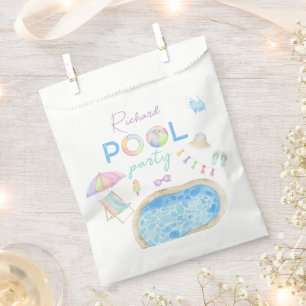 Watercolor Pool Birthday Party Pool Swimming Favour Bags