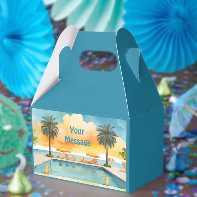 Watercolor Pool Summer Party Favour Box (Creator Uploaded)