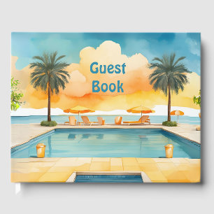 Watercolor Pool Summer Party Guest Book