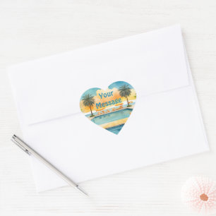 Watercolor Pool Summer Party Heart Sticker