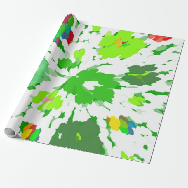 Watercolor Pop Art Floral Wrapping Paper (Unrolled)