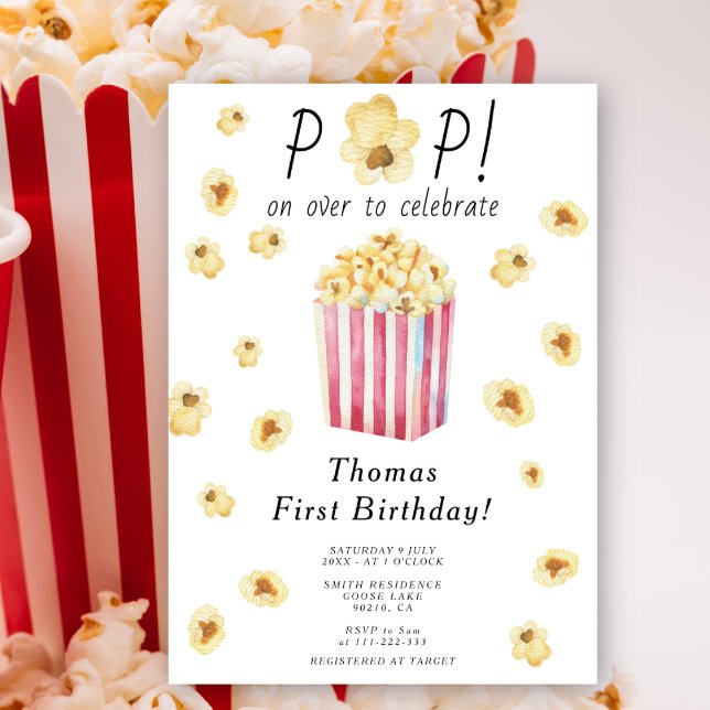 Watercolor Pop on over Kids Birthday Party Invitation (Creator Uploaded)