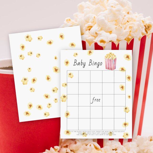 Watercolor Popcorn Baby Bingo game (Creator Uploaded)