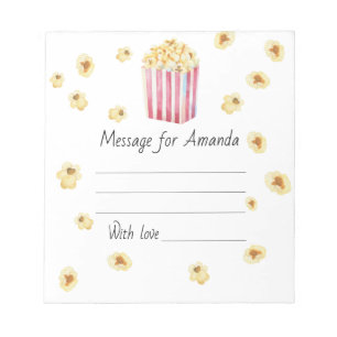 Watercolor popcorn birthday time capsule message notepad