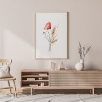 Watercolor Poppies and Wild Flowers