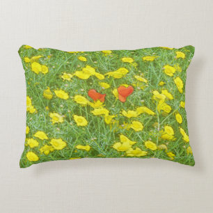 Watercolor poppies decorative cushion