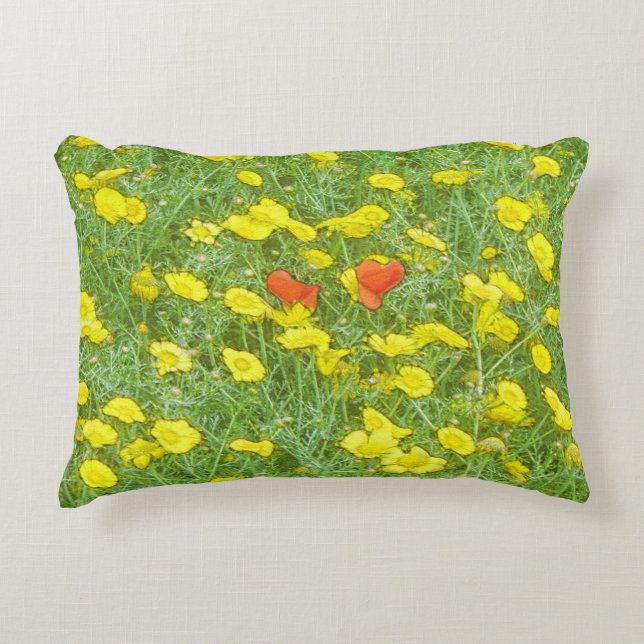 Watercolor poppies decorative cushion (Front)
