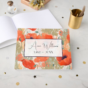 Watercolor Poppies for Memorial Service Guest Book
