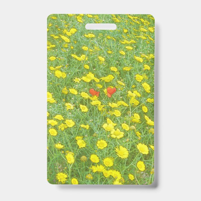 Watercolor poppies ID badge (Front)