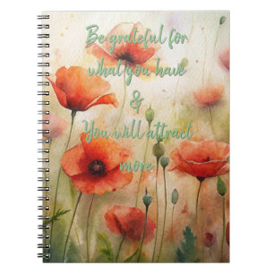 Watercolor Poppies - Inspirational Phrases Notebook