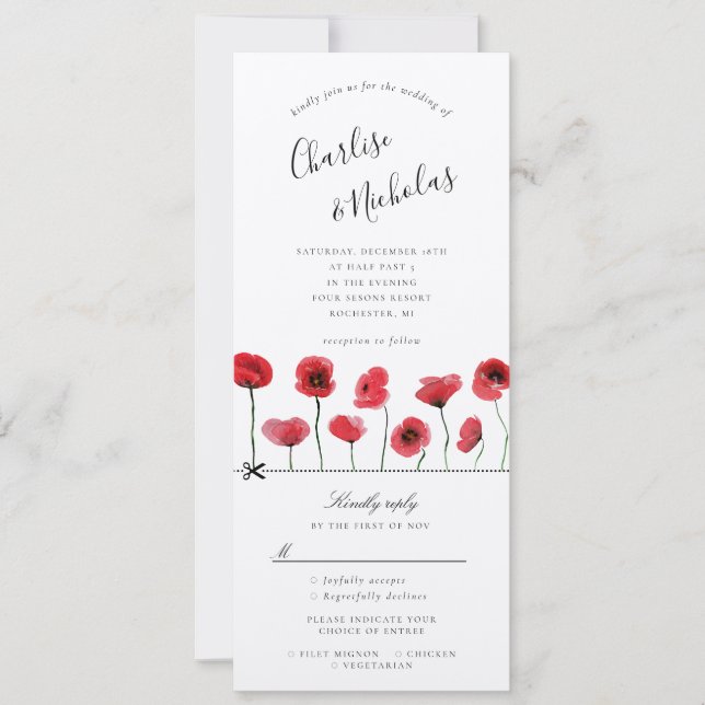 watercolor poppies invitation w rsvp attached (Front)