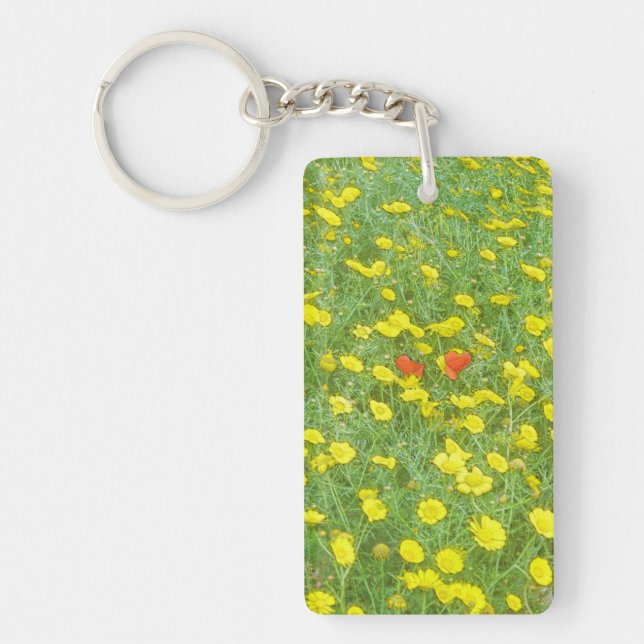 Watercolor poppies key ring (Front)