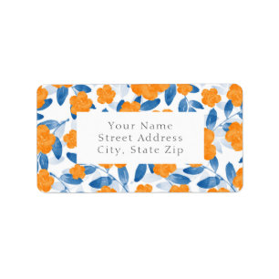 Watercolor Poppies & Leaves Pattern labels