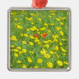 Watercolor poppies metal tree decoration
