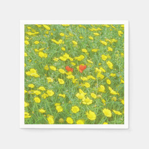 Watercolor poppies napkin