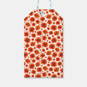 Watercolor Poppies Pattern Gift Tags
