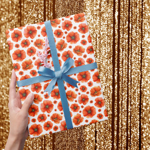 Watercolor Poppies Pattern Wrapping Paper