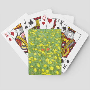 Watercolor poppies playing cards