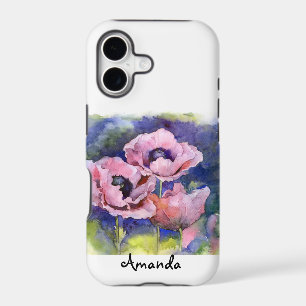 Watercolor poppies poppy pink flowers floral beaut