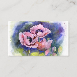 Watercolor poppies poppy pink flowers floral beaut business card