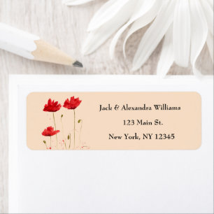 Watercolor Poppies Red Chic Floral return address 