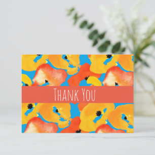 Watercolor poppies thank you card