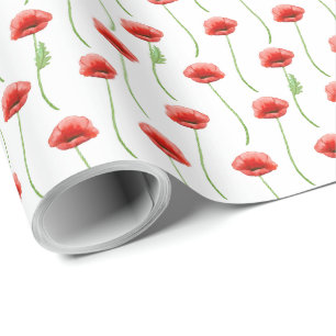 Watercolor Poppies Wrapping Paper