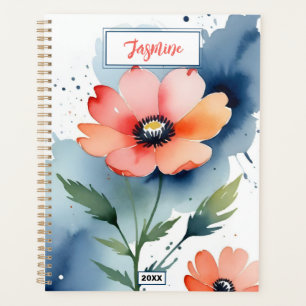 Watercolor poppy dance planner