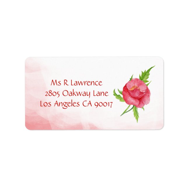 Watercolor Poppy Flower Address Labels (Front)