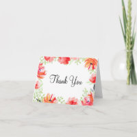 Watercolor Poppy Flower Thank You