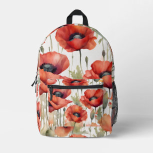 Watercolor Poppy Flowers Backpack