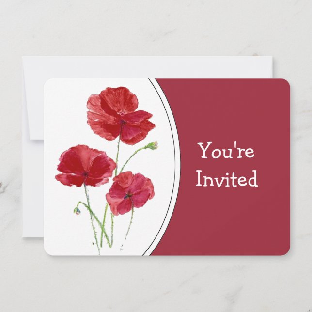 Watercolor Poppy Garden Flower Floral art  Invitation (Front)