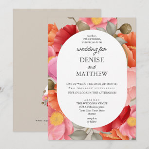 Watercolor Poppy on Perfectly Pale Background Invitation