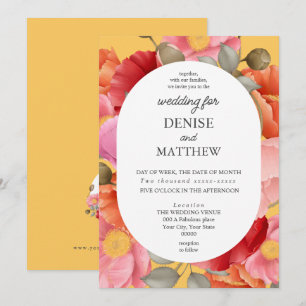 Watercolor Poppy on Samoan Sun Yellow Invitation