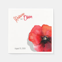 Watercolor poppy Paper Napkin