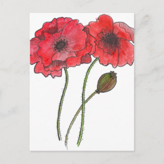 Watercolor Poppy Postcard