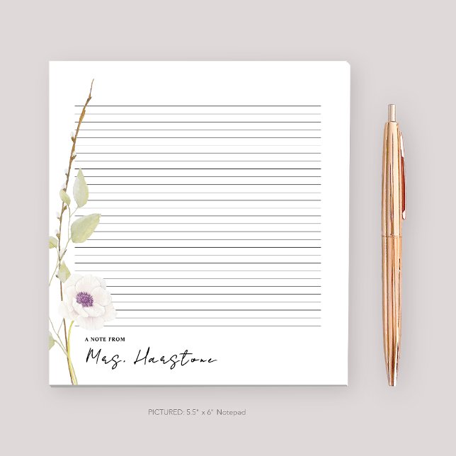 Watercolor Poppy Teacher Gift Notepad (Creator Uploaded)