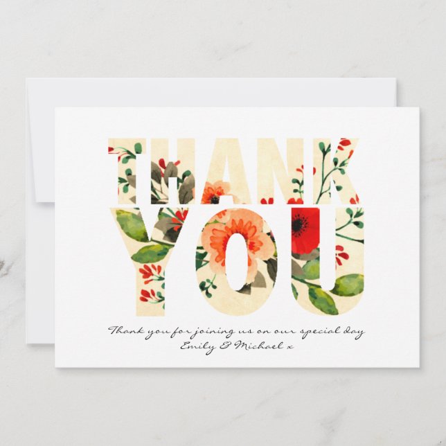 Watercolor POPPY THANK YOU Red Orange (Front)