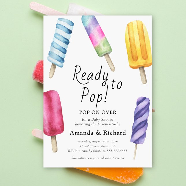 Watercolor Popsicle Baby Shower Invitation (Creator Uploaded)