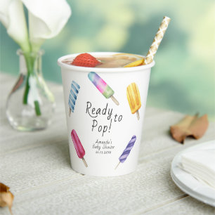 Watercolor Popsicle Baby shower Paper Cups