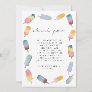 Watercolor Popsicle Baby Shower Thank You Card