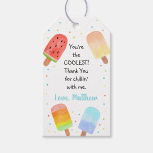 Watercolor Popsicle Blue Boy Birthday Gift Tags