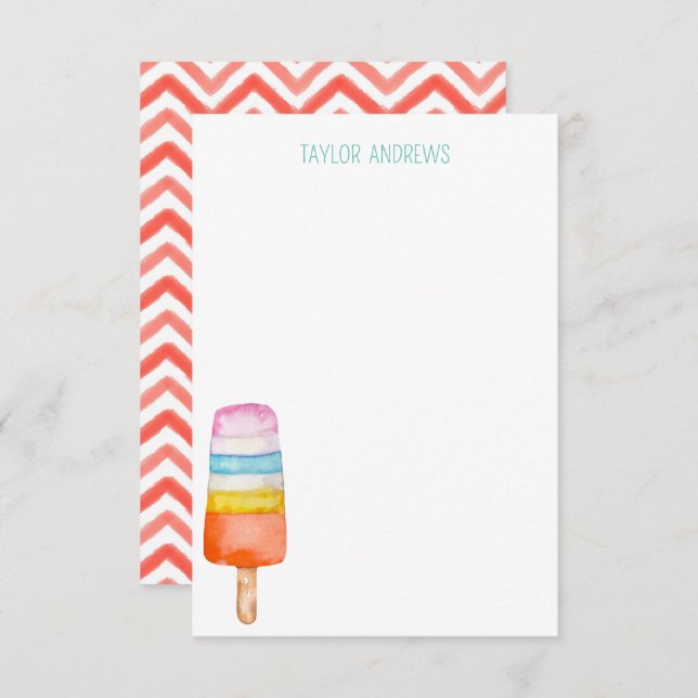 Watercolor Popsicle Note Cards (Front/Back)
