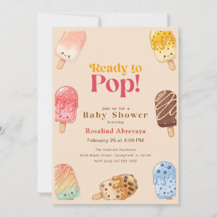 Watercolor Popsicle Ready to Pop Baby Shower Invitation
