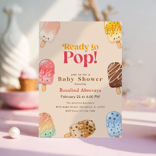 Watercolor Popsicle Ready to Pop Baby Shower Invitation