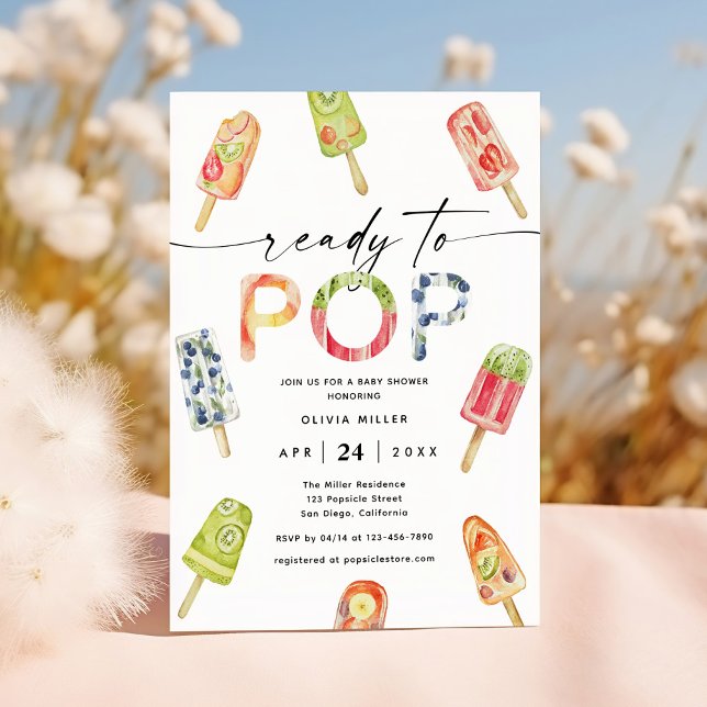 Watercolor Popsicle Ready to Pop Baby Shower Invitation (Creator Uploaded)