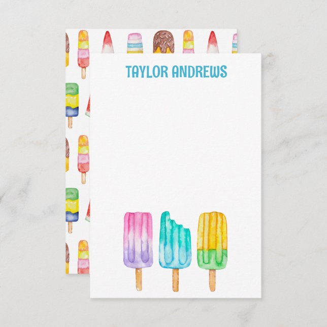 Watercolor Popsicles Thank You Card (Front/Back)