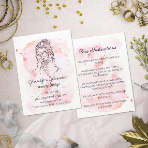 Watercolor Portrait Jewellery Care Business Card
