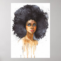 Watercolor portrait of African woman