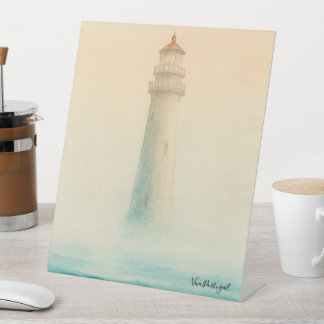 Watercolor Portuguese Lighthouse Pedestal Sign – C